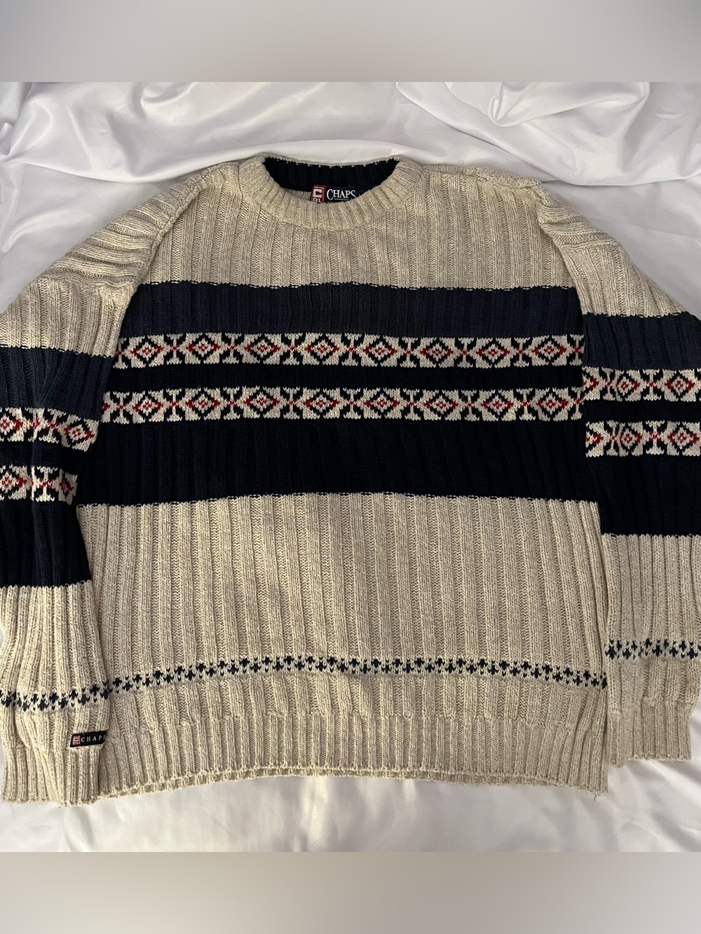 Vintage 90s Chaps Ralph Lauren Knit Pattern Sweater Made in USA Large